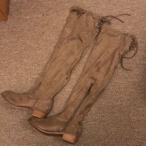 Suede Over The Knee Block Heel Boots size 9WW